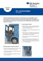 Unterweisungskarte G12: Ein- und Aussteigen Lkw-Fahrerhaus